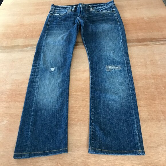 Ralph Lauren Double RL Jean Men 30x26 Blue Low Rise Button Fly Dark Wash Stretch - Picture 1 of 13